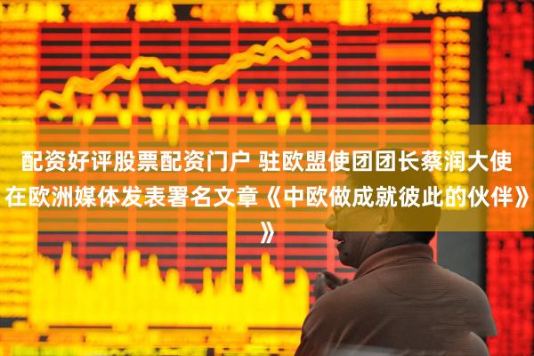 配资好评股票配资门户 驻欧盟使团团长蔡润大使在欧洲媒体发表署名文章《中欧做成就彼此的伙伴》